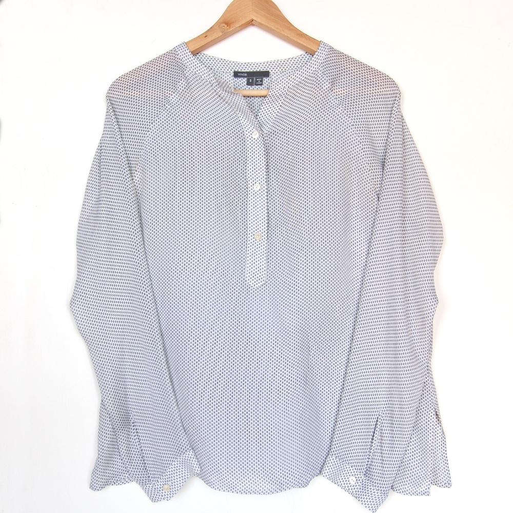 Vince Dotted Stripe Raglan Silk blouse, size small